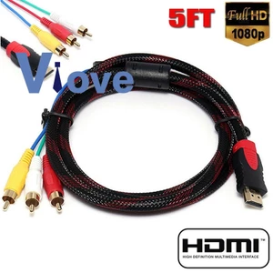 Dây cáp 1.5m chuyển đổi tín hiệu hình ảnh 1 đầu chuẩn HDMI 3 đầu chuẩn RCA cho TV kỹ thuật số