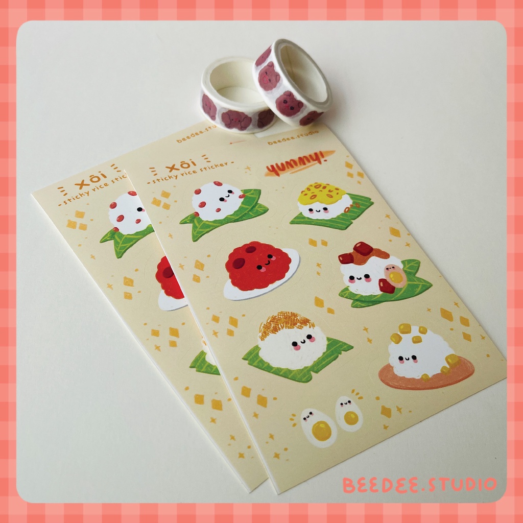 Sticker xôi sáng đồ ăn ngon | hàng độc quyền beedee.studio | | Shopee ...