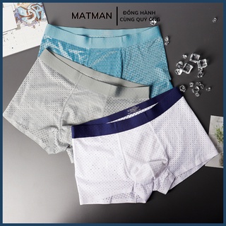 Quần Lót Lưới Nam Cao Cấp Dệt Lạnh Không Đường May, Quần Lót Boxer Nam Cotton Kháng Khuẩn Co Giãn