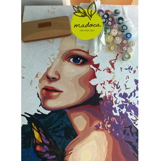 Tranh tô màu số hóa Madoca có khung 40x50cm Nàng Hoa T2074