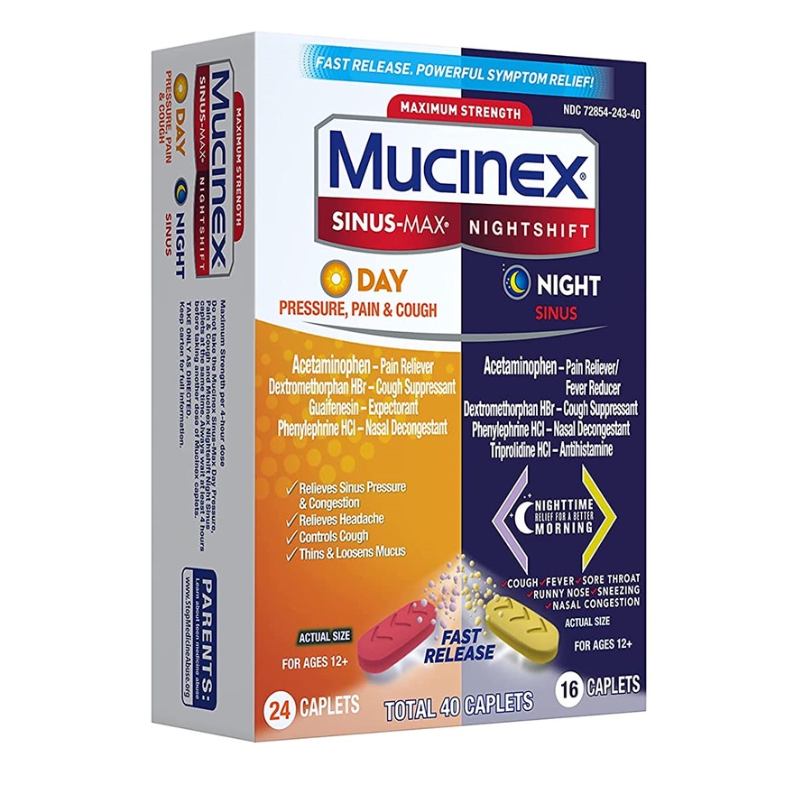 [DATE 6/2025] HỘP Mucinex SINUS-MAX Pressure, Pain &amp; Cough &amp; Nightshift ...