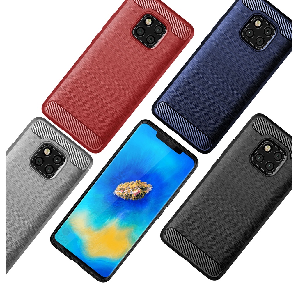Sọc chải sợi Carbon Huawei Mate 20 lite Pro RS X mate 20X Vỏ điện thoại tpu silicon mềm Vỏ bảo vệ chống sốc