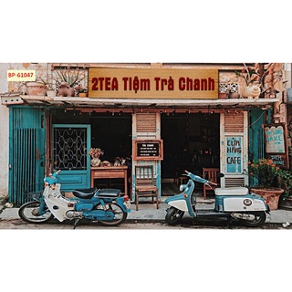 Tranh dán tường vải lụa 3D giành cho Trà chanh in theo kích thước yêu cầu