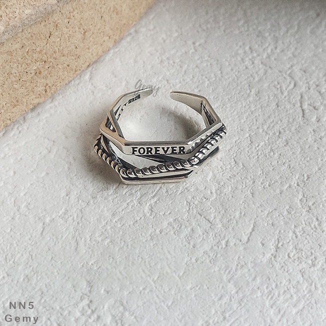 Nhẫn nam bạc 925 Forever thiết kế mặt xoắn cá tính, độc đáo, nam tính, unisex | GEMY SILVER NN5