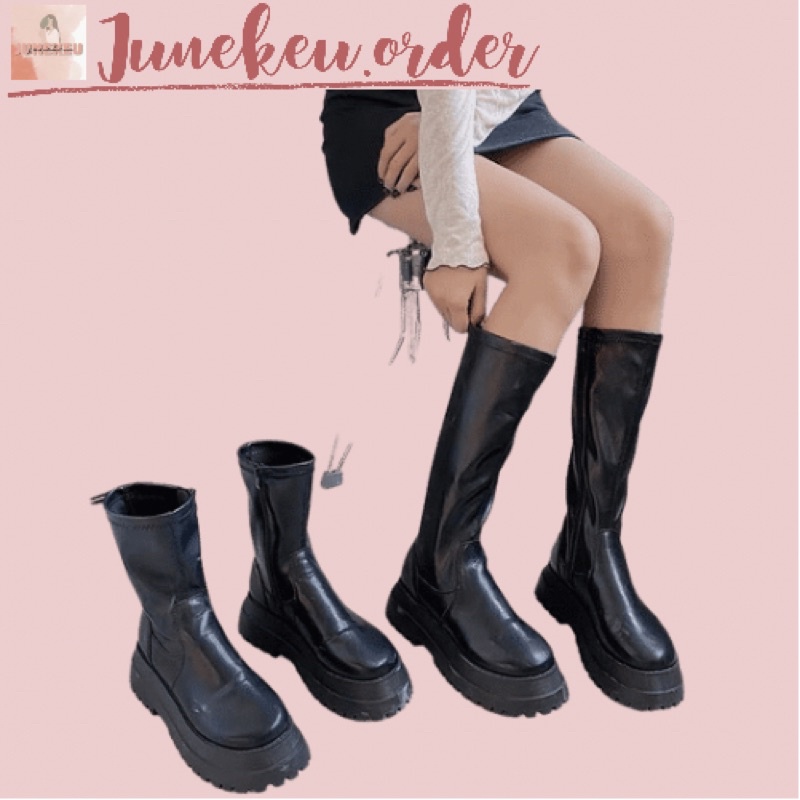 (SẴN SHIP HÀ NỘI) Giày bốt đùi nữ ulzzang B71 2 kiểu đế cao 6cm boots dưới gối