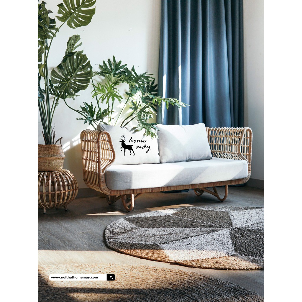 Sofa mây nữ hoàng CAO CẤP - Trang trí phòng khách, homestay, khách sạn HOME MÂY
