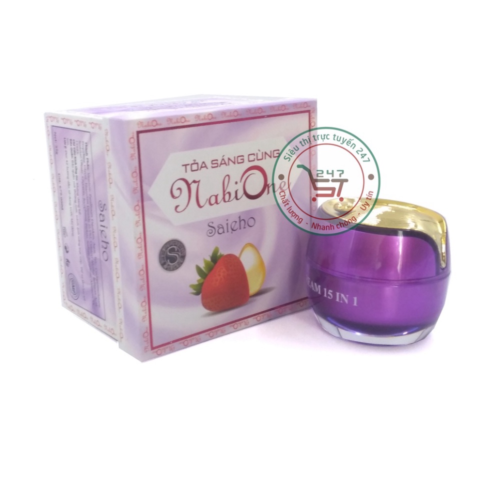 Kem Nám Tàn nhang dưỡng Trắng da Đồi mồi Phục hồi da Dâu tây Sữa ong chúa NaBi One 15in1 35g (Trắng-Tím)