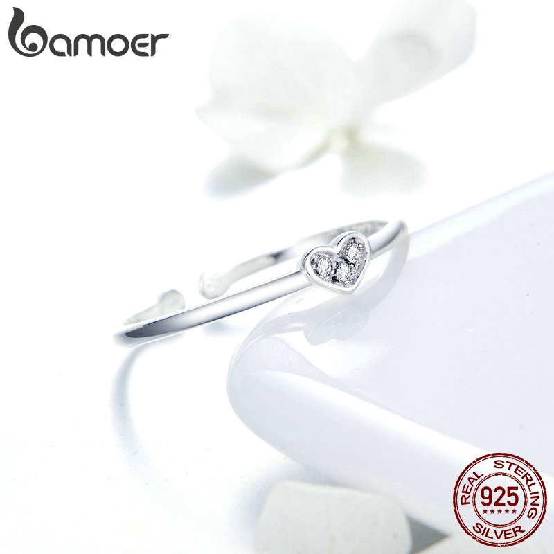 Nhẫn Thời Trang Bạc Bamoer 925 Trái Tim Người Phụ Nữ SCR491