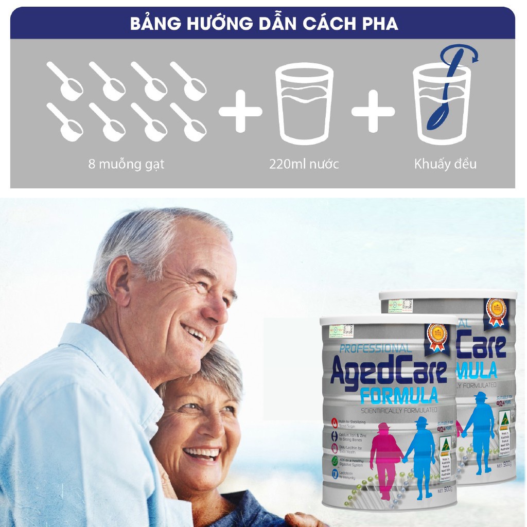 Mô tả Combo 2 Sữa Hoàng Gia Úc Royal Ausnz AGED CARE FORMULA Dành Cho Người Cho Người Trên 40 Tuổi Hộp 900g - 4