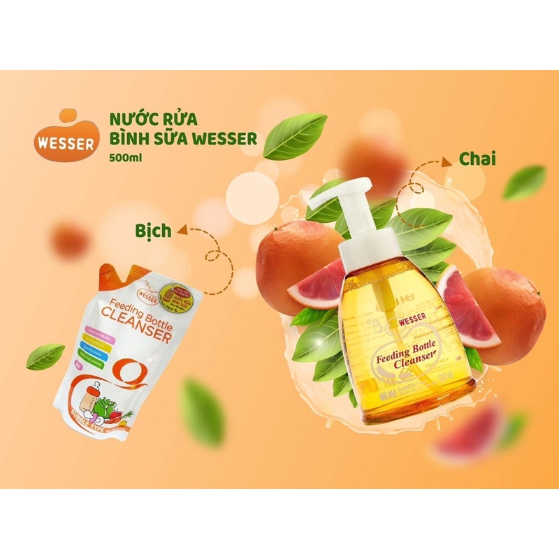 Nước rửa bình sữa Wesser - hanzomart