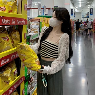 Áo Hai Dây Dệt Kim Kẻ Sọc Nhỏ Thời Trang Mùa Hè Cho Nữ
