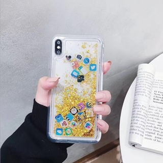 Ốp Điện Thoại Quicksand Cho iPhone 15 14 13 12 11 Pro X XS Max Mini 7 8 6 6s plus Vỏ Điện Thoại Di Động Biểu Tượng Ứng Dụng Chảy Chất Lỏng Dễ Thương