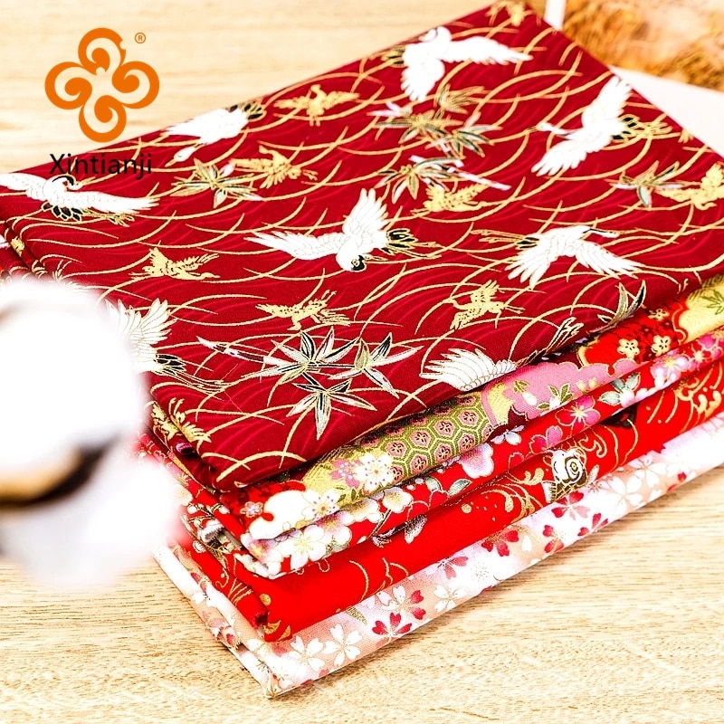 Đồng phục kimono đồng vải đỏ phong cách Nhật Bản, họa tiết hoa cho thời trang và may mặc - TJ8962