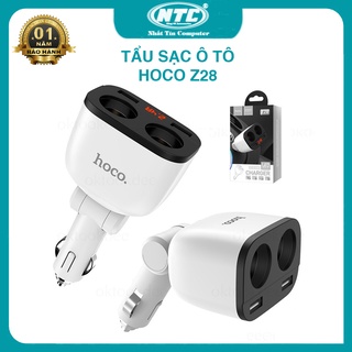 Tẩu sạc ô tô / Cốc sạc xe hơi Hoco Z28 tích hợp 4 cổng sạc - có màn hình LCD (Trắng)