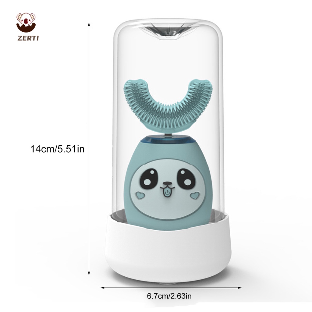 [Hàng mới lên kệ] Bàn chải đánh răng điện tự động hình chữ U 3 tốc độ chống thấm nước họa tiết hoạt hình dễ thương cho bé 2-15 tuổi