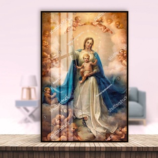 Tranh Treo Tường Đức Mẹ Maria - Tranh Công Giáo Treo Phòng Thờ, Phòng Khách Laminate Tráng Gương