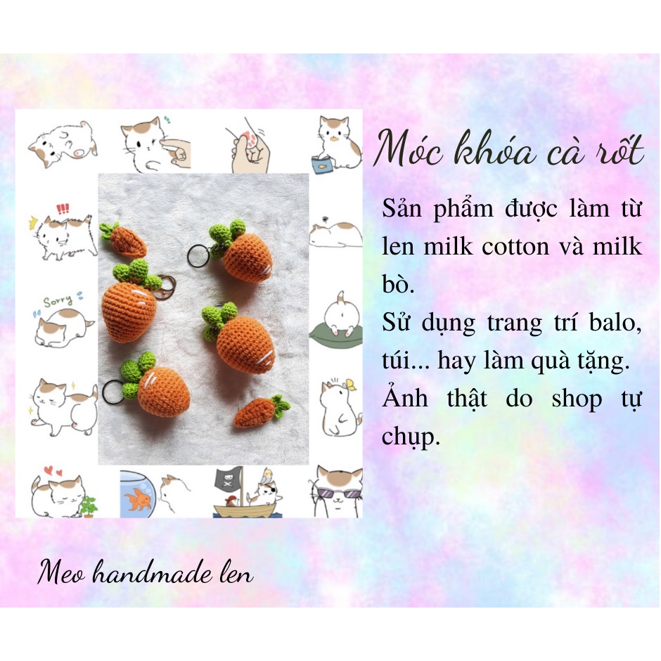 Móc khóa củ cà rốt - Handmade len - Amigurumi (có chuông)