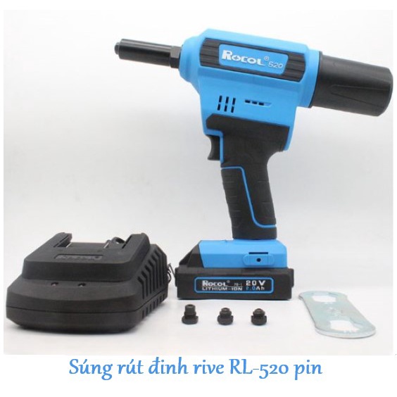 Máy bắn đinh rive RL520. Chạy bằng pin (Loại đinh 3.2-6.4) (Bảo hành 12 ...