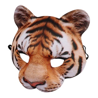 Mặt nạ Halloween unisex 3D hình hổ và lợn, nửa mặt, phù hợp hoá trang cho lễ hội và cosplay