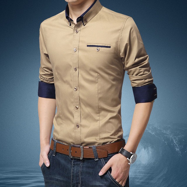 Áo Sơ Mi Nam Tay DàI MàU SắC Trơn Size M-5XL