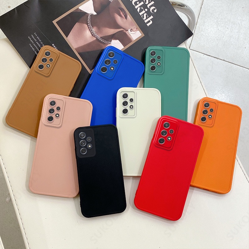 Ốp điện thoại viền vuông màu trơn chống sốc cho Samsung ss Galaxy A55 A35 A15 A25 A05 A05s A54 A34 A14 A04 A04E A04s A24 4G 5G 2024