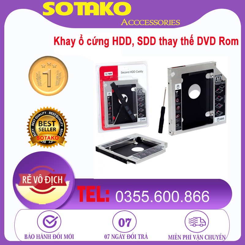 [Giá rẻ nhất] Caddy Bay HDD SSD SATA 3 9.5mm/12.7mm - Khay ổ cứng thay ...