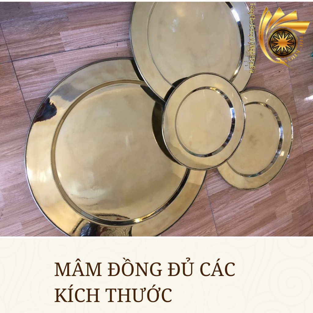Mâm Đồng Vàng Mâm Đồng Chạm Song Long ĐK 60cm 3,3 Kg Hàng Dày Kỹ Loại 1 Gò Tay Tổng Kho Đồng Đại Bái Miễn Ship