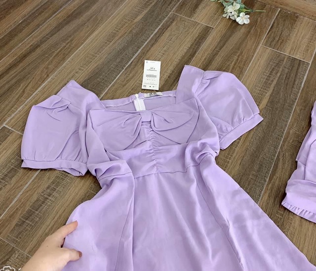 váy đũi tím nơ ngực