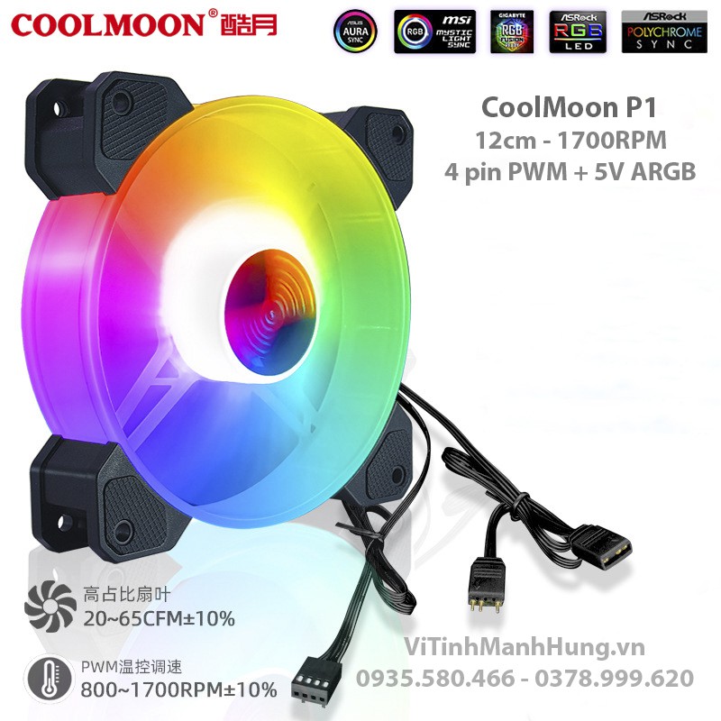 Hub CoolMoon P-ARGB V2, 8 Cổng 4 Pin PWM + 10 Cổng Led 3 Pin 5V-ARGB ...