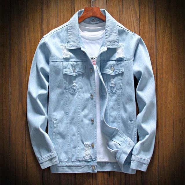 Áo Khoác Jeans Xanh Rách Vai Dành Cho Nam Nữ | Shopee Việt Nam