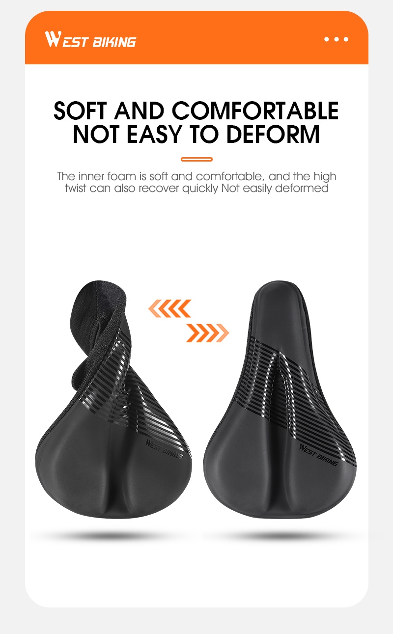 Mô tả Vỏ bọc yên xe đạp WEST BIKING bằng da PU và xốp silicone mềm mại dày chống trượt - 5