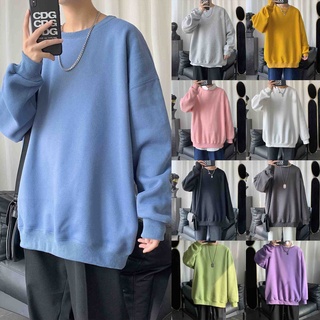 Áo Sweater Trơn Mỏng Tay Dài Cổ Tròn Thời Trang Cho Unisex Chất Lượng Cao Size M-3XL