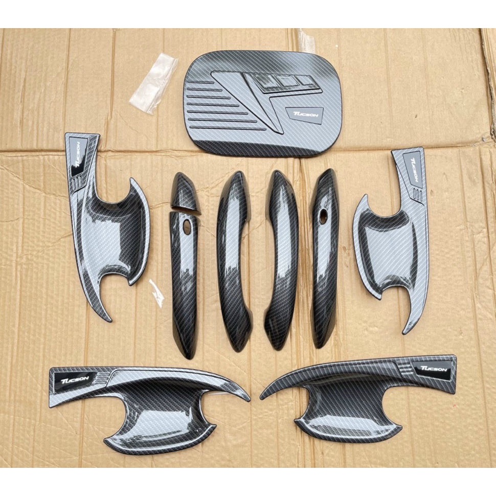 Ốp tay nắm cửa, hõm cửa ô tô Hyundai Tucson 2022-2026, Chất liệu nhựa ABS carbon cao cấp