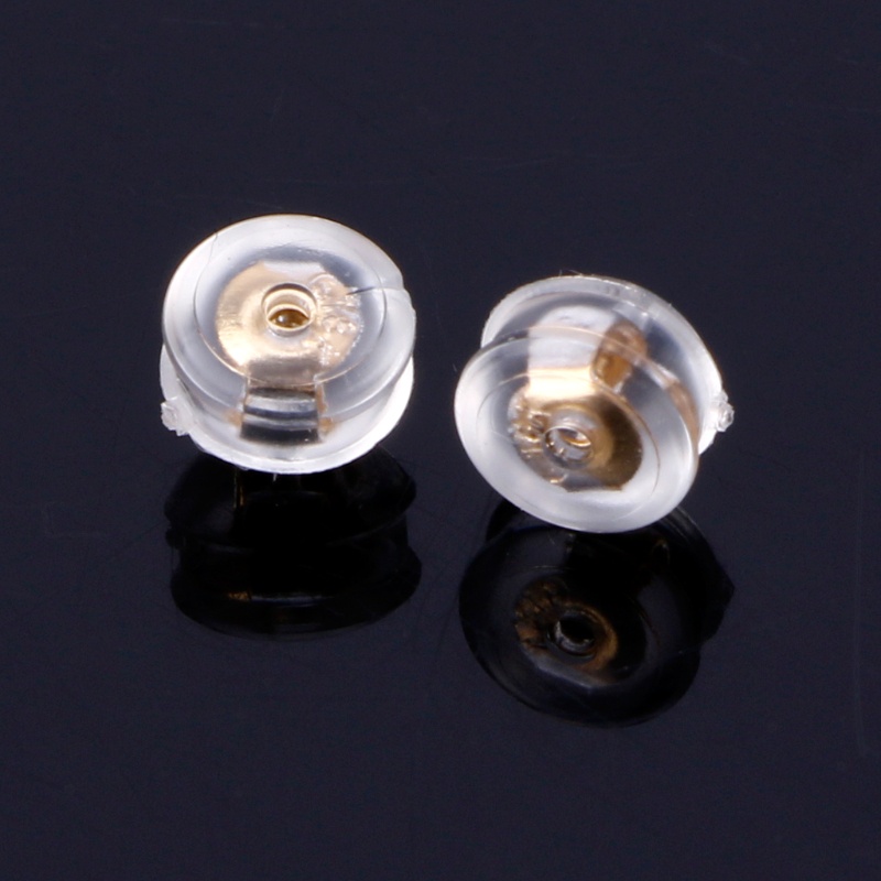 Coo 10 miếng bông tai mềm mại trong suốt mặt sau bằng cao su silicone miếng đệm lưng bằng vàng 18k thay thế cho vòng đeo khuyên tai