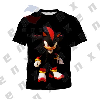 * ENX * Shadow the Hedgehog Sonic Áo thun trẻ em màu đen mùa hè bé trai hoạt hình hàng đầu Áo sơ mi trẻ em 3-13 tuổi