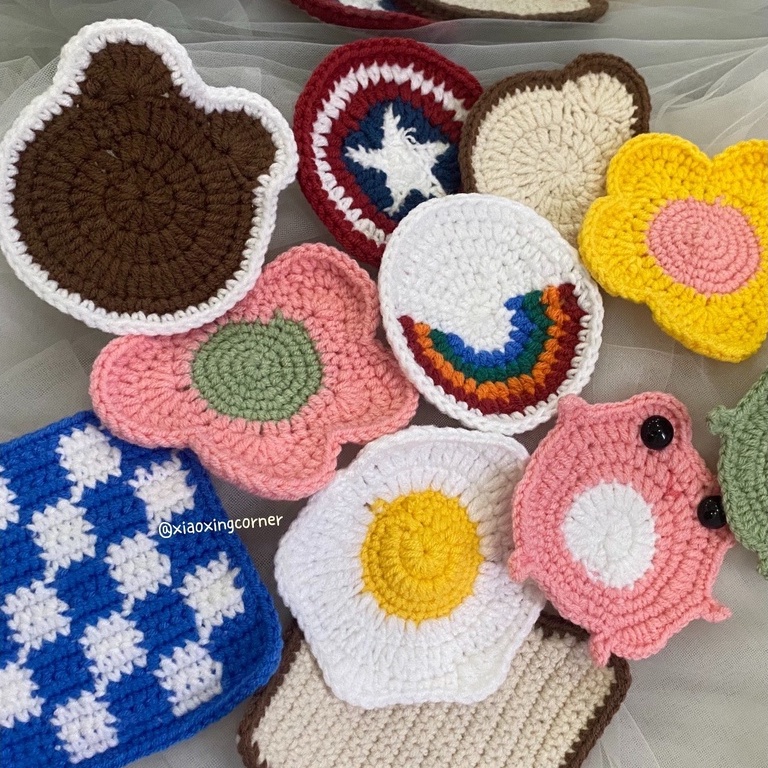 Lót ly len móc nhiều mẫu dễ thương handmade thủ công thấm hút nước ...