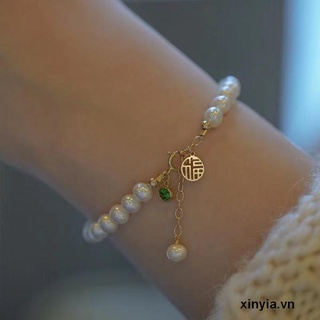 🌺xinyia🌺Vòng tay may mắn đính hạt ngọc trai phong cách Trung Hoa cổ điển cho nữ