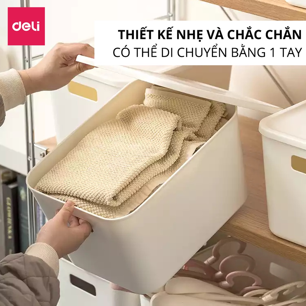 Hộp Đựng Đồ Có Nắp Deli Cỡ Siêu Lớn Có Tay Cầm Đa Năng Nắp Đậy Chống Bụi, Hộp Đựng Quần Áo, Đồ Chơi