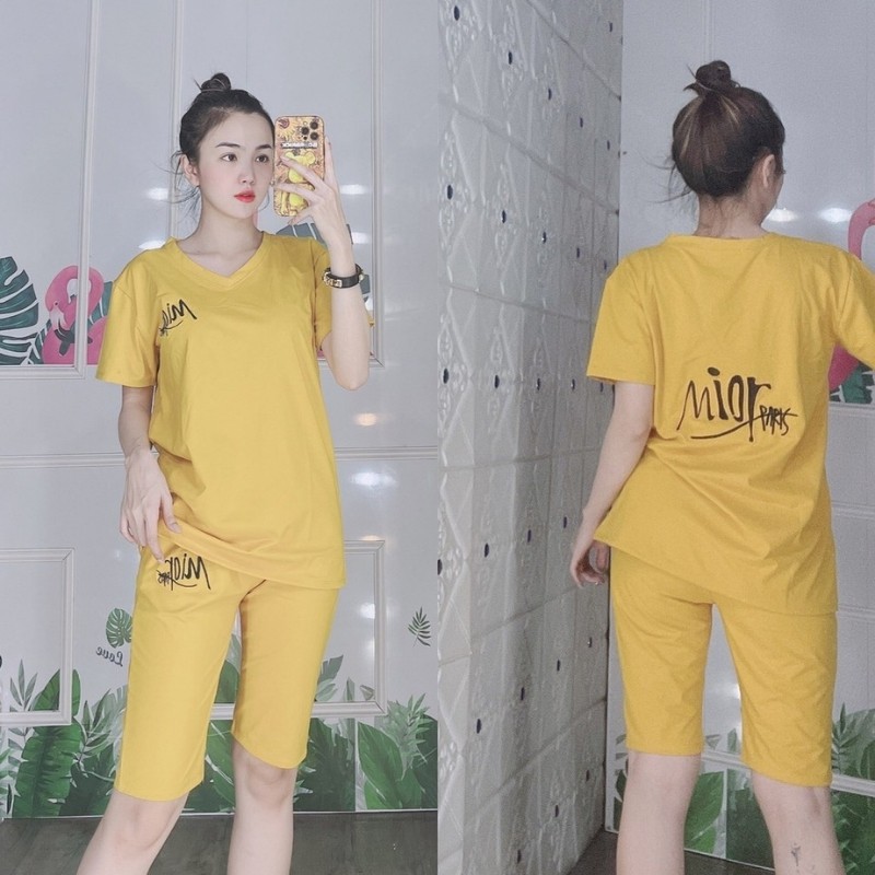 Đồ Bộ Mặc Nhà Nữ Bigsize 43-85kg Thun Cotton Quần Lửng Ngố Cute Đi Chơi Trung Niên ESHOP AD07
