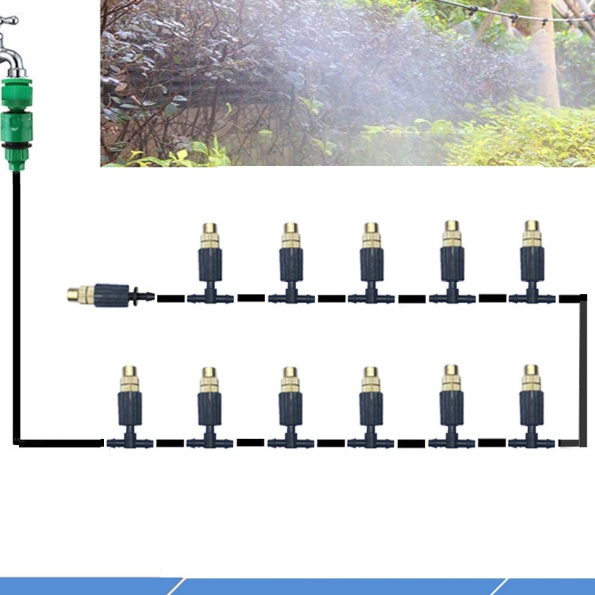 Bộ Kit tưới Phun Sương Làm Mát, Tưới Cây Bằng đầu  Béc Đồng - Tưới Cây Cảnh, Làm Mát Không Khí