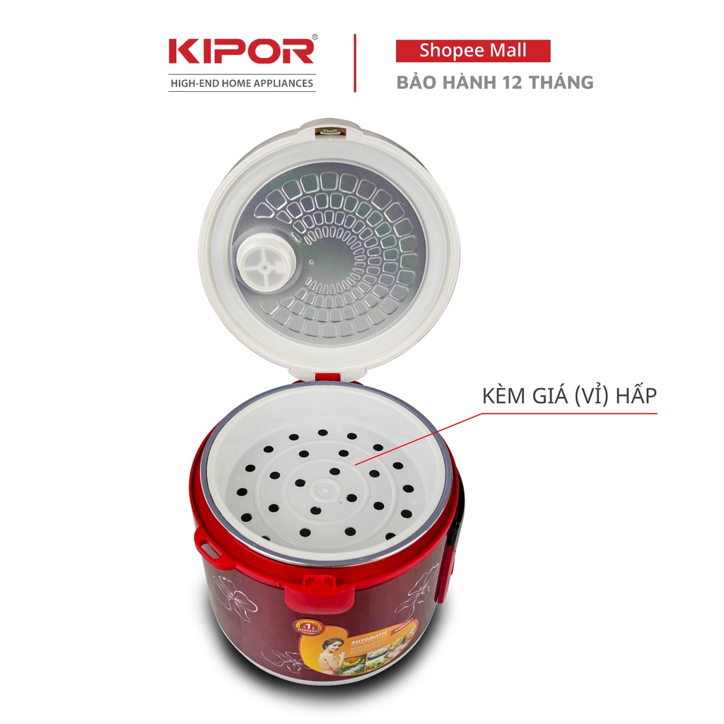 Ảnh Nồi cơm điện KIPOR KP-N25912 - 1.2L - Phủ chống dính HOÀNG KIM, Nồi cơm có tặng kèm vỉ hấp - Bảo hành tại nhà 12 tháng 4