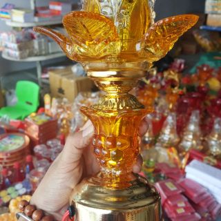 Đèn Hoa Sen Thủy Tinh Cắm Điện Đèn điện thờ Đồ Thờ Cúng