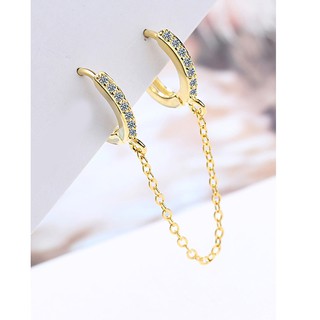 Bông tai khoen dài xỏ 2 lỗ độc đáo BHBT373