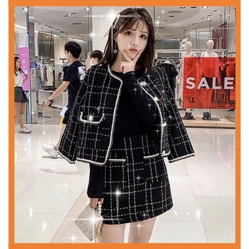 Set Áo Khoác+Váy Dạ Tweed Size M->4XL Big Size