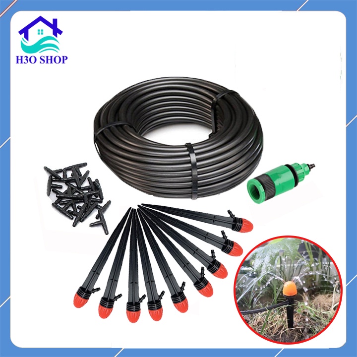 Trọn bộ tưới cây nhỏ giọt 20 đầu béc 8 tia (loại cao cấp) và 20m dây ldpe loại tốt - có thể tùy chọn số lượng bét