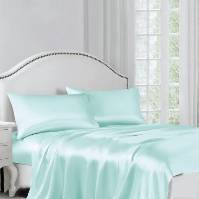 Ảnh Bộ Chăn Ga Gối Lụa Cao Cấp NITE9SILK TRAMDO BEDDING Màu Xanh Ngọc 1