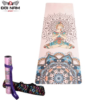 Thảm Tập Yoga Cao Su 5mm Nặng 3.1kg Hoa Văn Ấn Độ Đại Nam Sport+ Tặng Kèm Túi Và Dây Buộc