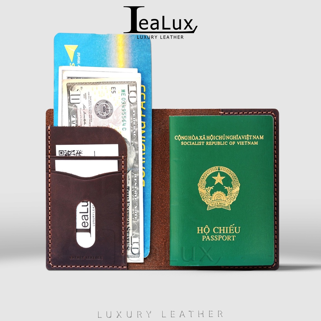 Ví Passport LEALUX_Da Sáp Passport Wallet 2 | Shopee Việt Nam