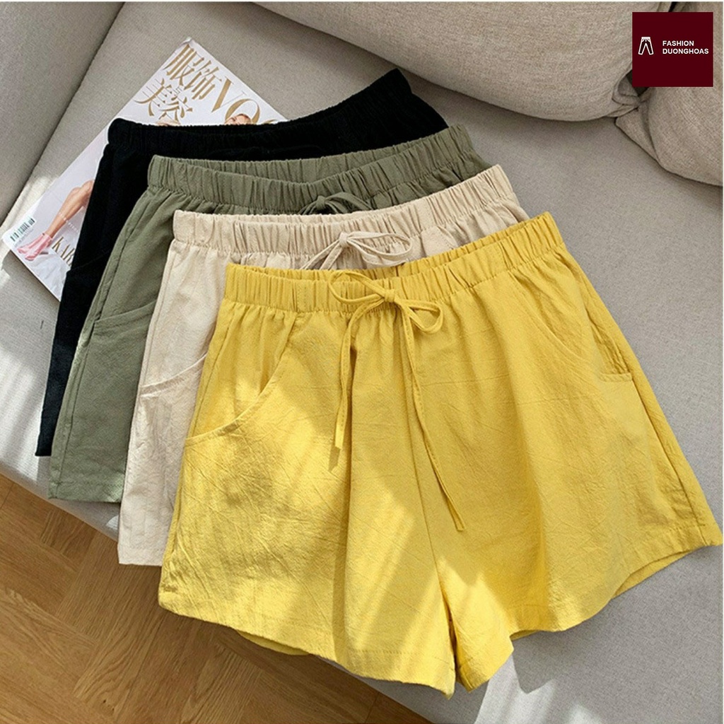 Quần short nữ,quần đùi nữ chất đũi sần nhẹ mặc ở nhà thoáng mát