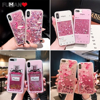 Ốp điện thoại kim tuyến lỏng in họa tiết chim hồng hạc cho Iphone 11 Pro Xs Max Xr X 8 7 Plus
